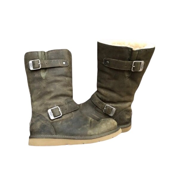 UGG Australia Kensington Distressed Sherpa Lined Motorcycle Boots - Picture 2 of 10